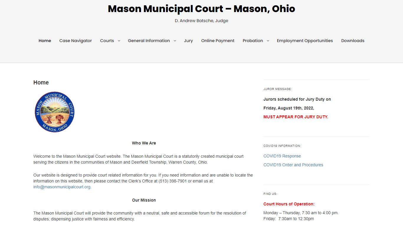 Mason Municipal Court – Mason, Ohio – D. Andrew Batsche, Judge